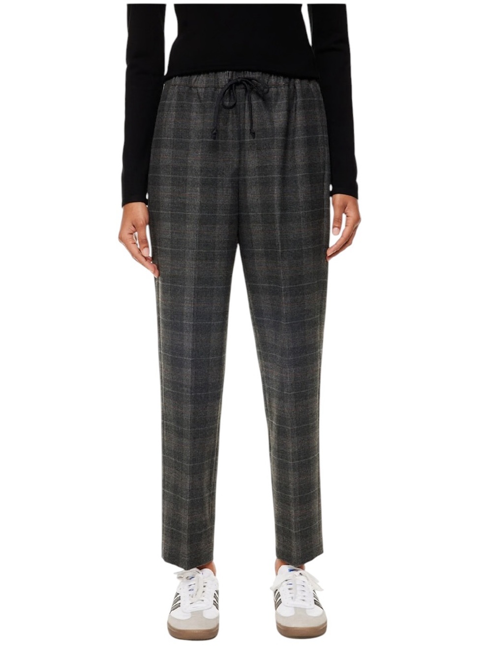 Babaton Jimmy Pant in plaid, elastic waist relaxed fit Sz S excellent condition